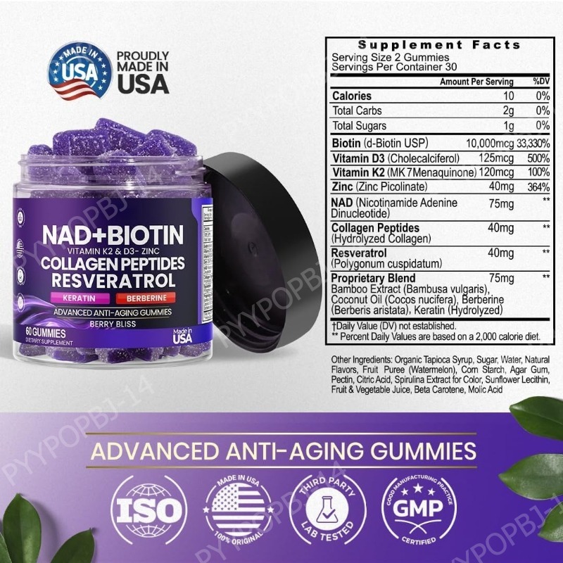 Biotin Collagen Gummies with N - Vitamin D3 K2 Drop recension och pris