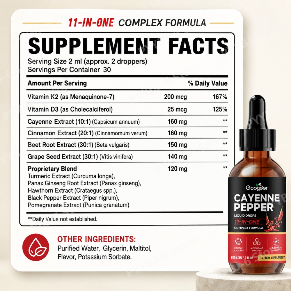 Googeer Cayenne Pepper Liquid  - Vitamin D3 K2 Drop recension och pris