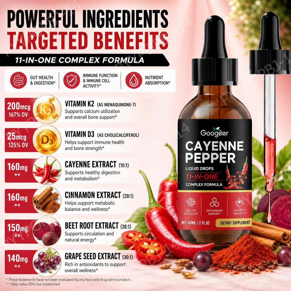 Googeer Cayenne Pepper Liquid  - Vitamin D3 K2 Drop recension och pris